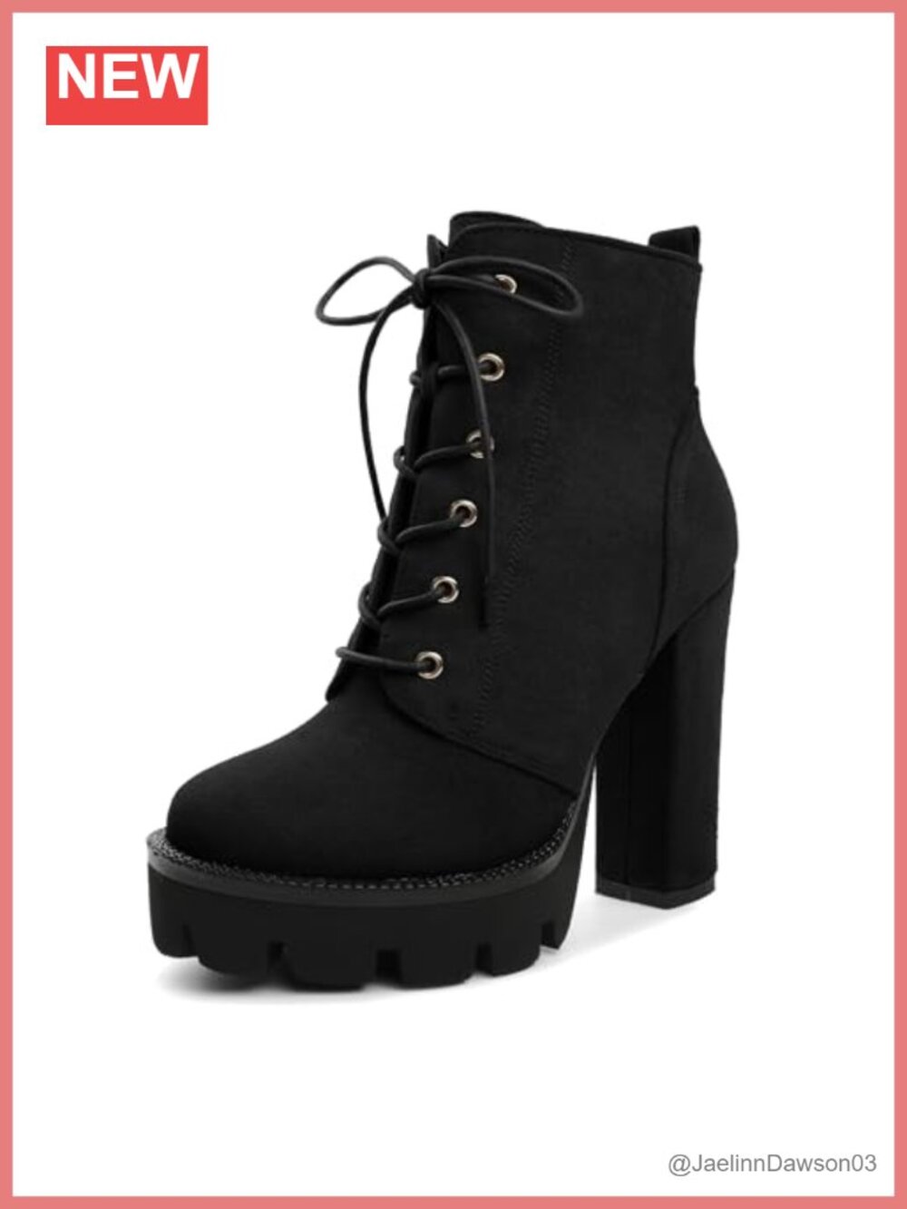 Faux Suede Combat Ankle Boots Platform Chunky High Heel Booties